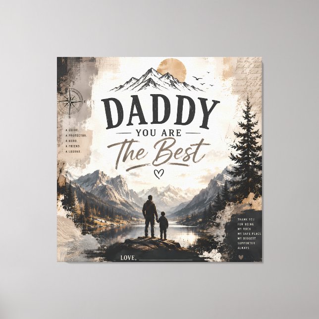 Personalized Daddy You Are My World Canvas Print (Front)