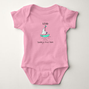 Personalized Daddy's First Mate Sailboat Baby Girl Bodysuit