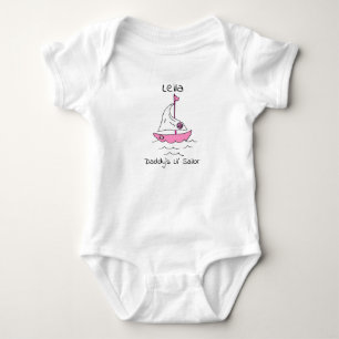 Personalized Daddy's First Mate Sailboat Baby Girl Bodysuit