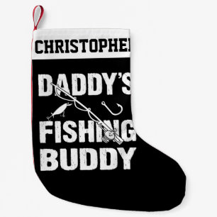 Personalized Daddy's Fishing Buddy Fishermen Gift Small Christmas Stocking