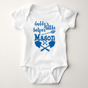 Personalized Daddy's Little Helper Blue and Grey Baby Bodysuit