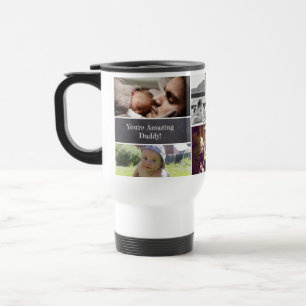 Personalized Dad's Photo Collage Chalkboard Travel Mug
