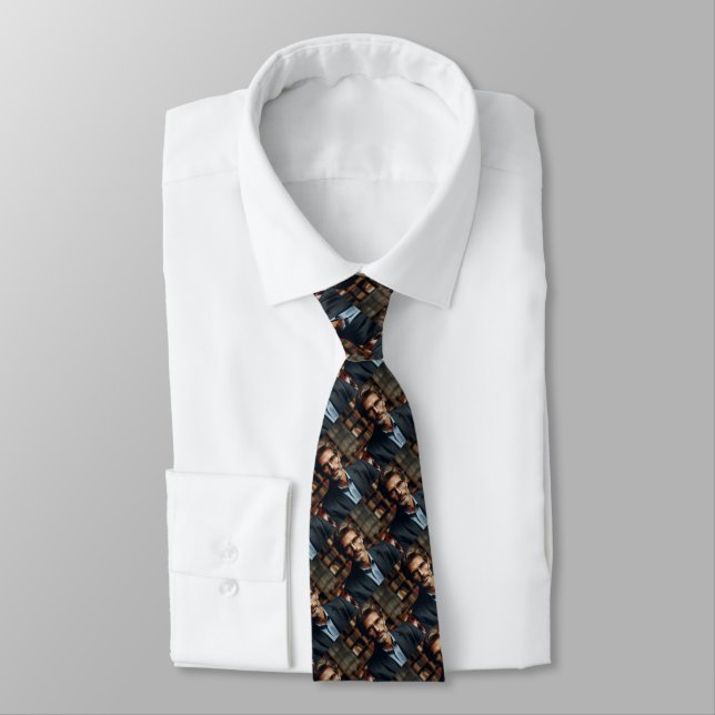 Personalized Dad's Photo Elegant Pattern Father's Tie (Tied)