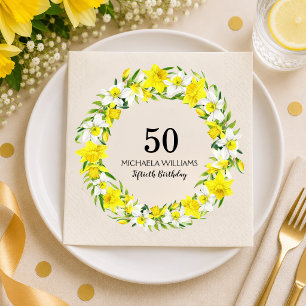 Personalized Daffodil 50th Birthday Napkin