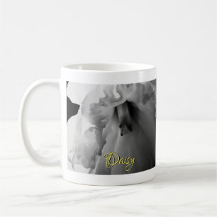 Personalized Daffodil Black and White Photography Coffee Mug