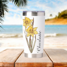 Personalized Daffodil Name Custom Floral Stainless