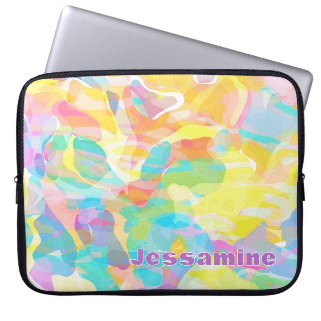 Personalized Daffodil Yellow Pastel Abstract Laptop Sleeve (Front)