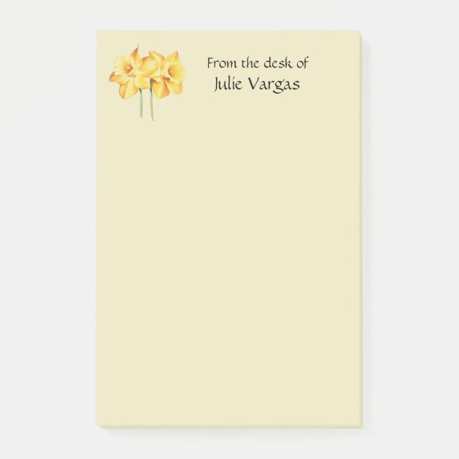 Personalized daffodil yellow Post it notes (Front)