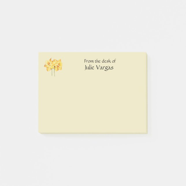 Personalized daffodil yellow Post it notes (Front)