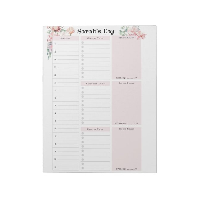 Personalized Daily Plan Notepad (Rotated)