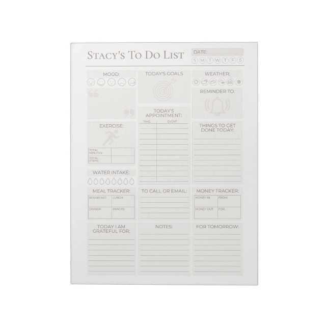 Personalized Daily Planner Notepad (Rotated)