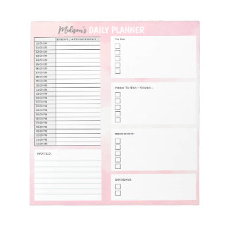 Personalized Daily Planner To Do List Organizer Notepad