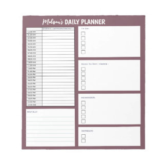 Personalized Daily Planner To Do List Organizer Notepad