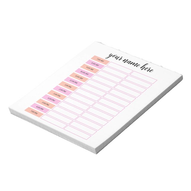 Personalized Daily Schedule Notepad (Rotated)