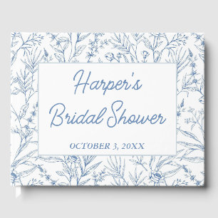 Personalized Dainty Blue Floral Bridal Shower Guest Book