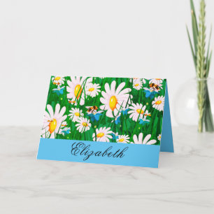 Personalized, Daisies & Bees, Spring Greeting Card