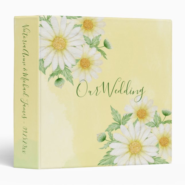 Personalized Daisies Name Date Rustic Binder (Front/Spine)