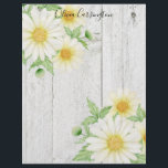Personalized Daisies Name  Letterhead<br><div class="desc">Personalized business or personal letterhead.  White daisies on a rustic faux wood background.</div>