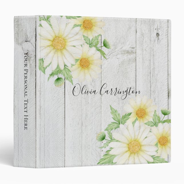 Personalized Daisies Name Rustic Binder (Front/Spine)