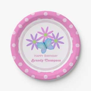 Personalized Daisy and Butterfly Paper Plates 2