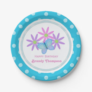 Personalized Daisy and Butterfly Paper Plates 3