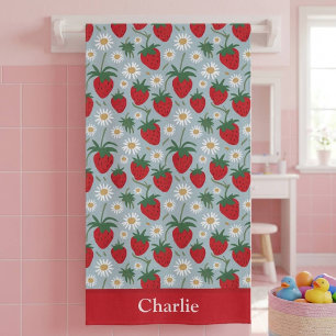 Personalized Daisy and Strawberry Kids Beach Towel