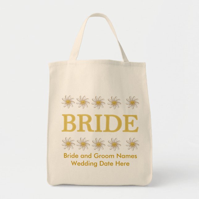 Personalized Daisy Bride Tote Bag (Front)