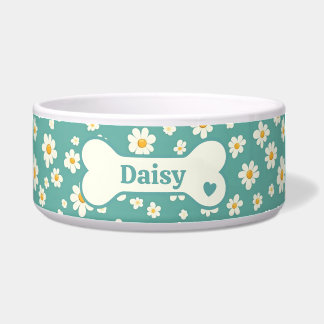 Personalized Daisy Dog Bowl – Cute Floral Pet Bowl