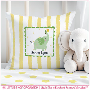 Personalized Daisy Elephant Nursery Throw Pillow