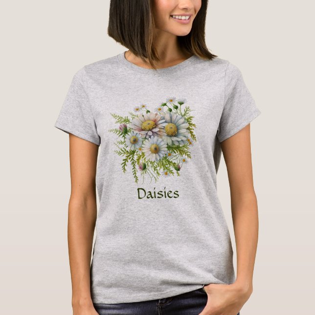 Personalized Daisy Floral Flowers Gardener Gift  T-Shirt (Front)