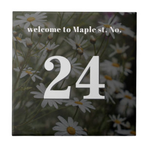 Personalized Daisy Floral House / Apartment Number Tile