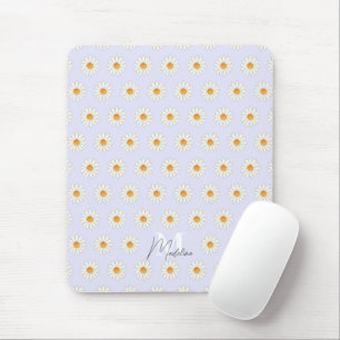 Personalized Daisy Floral Mousepad – Custom Name