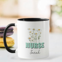 Personalized Daisy Flowers Nurse Coffee Mug