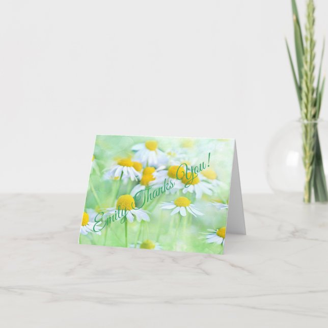 Personalized Daisy Flowers Thank You Card (Front)