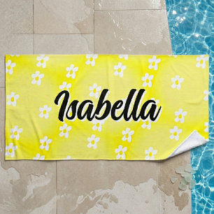 Personalized Daisy Name Beach Towel, Oversized  Towel
