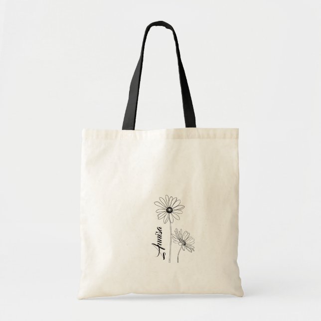 Personalized Daisy Tote Bag with Name (Front)