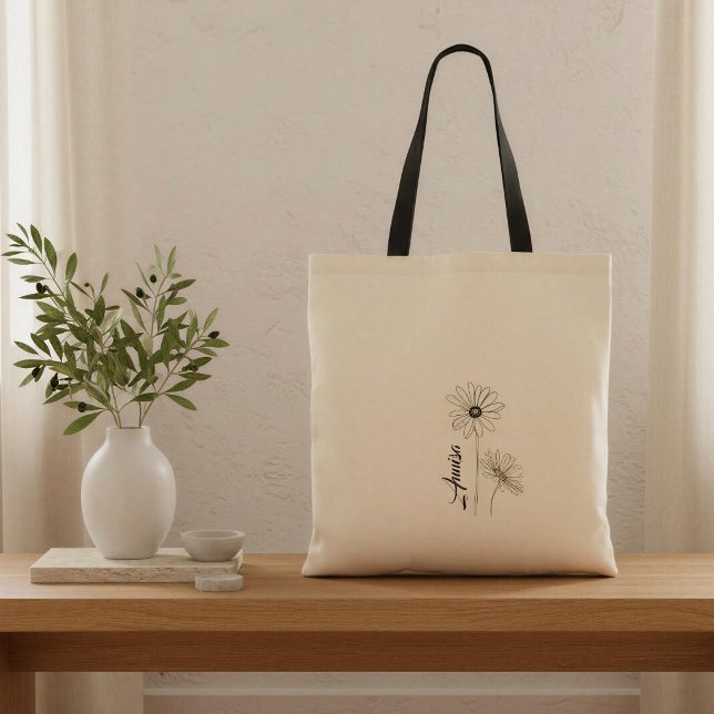 Personalized Daisy Tote Bag with Name (Creator Uploaded)
