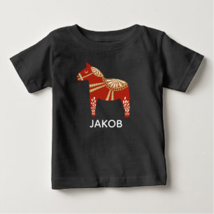 Personalized Dala Horse Christmas Baby T-Shirt