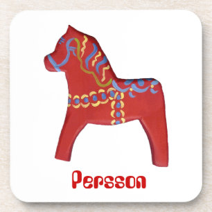 Personalized Dala Horse Coaster Set