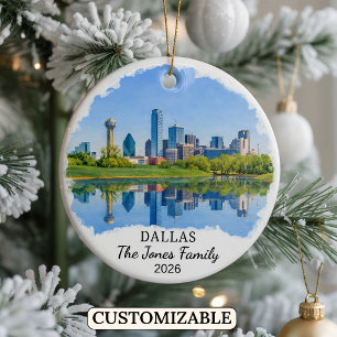 Personalized Dallas Ornament, Custom Texas Ceramic Ornament
