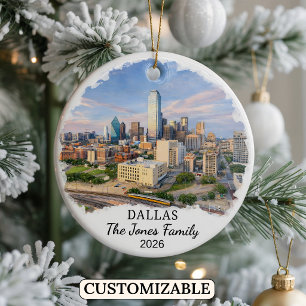 Personalized Dallas Ornament, Custom Texas Ceramic Ornament