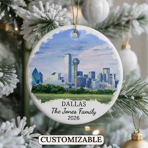 Personalized Dallas Ornament, Custom Texas Ceramic Ornament