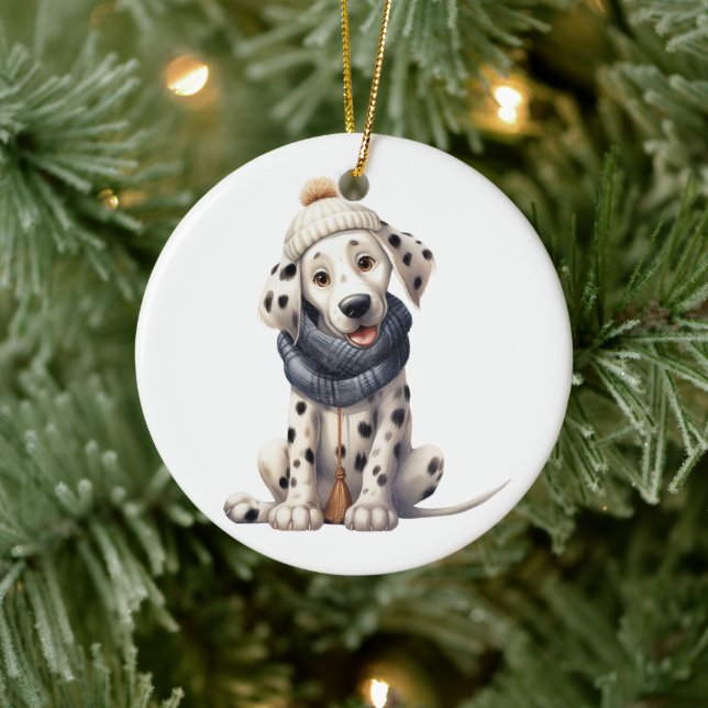 Personalized Dalmatian Dog Ceramic Ornament (Tree)
