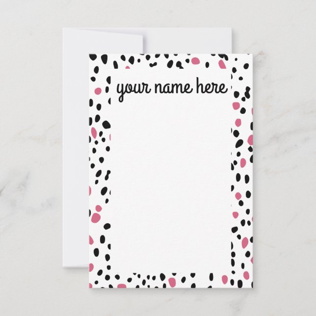 Personalized Dalmatian Print Notecards (Front)