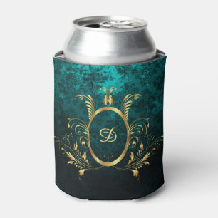 Personalized Damask gold Frame Can Cooler