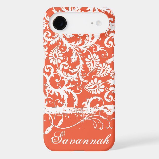 Personalized Damask iPhone Cover-You Choose Colour (Back)