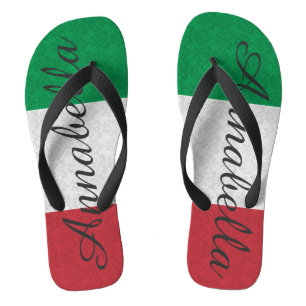 Personalized Damask Italian Flag Flip Flops