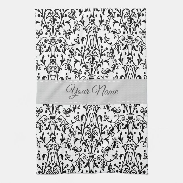Personalized Damask Kitchen Towel (Vertical)