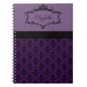 Personalized Damask Notebook - Purple