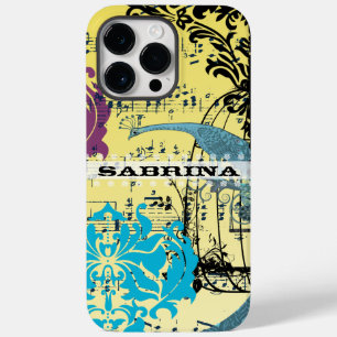 Personalized Damask Peacock Birdcage Musical Notes Case-Mate iPhone 14 Pro Max Case